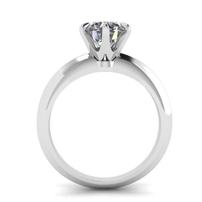 Round diamond 6-prong engagement ring in white gold - Photo 1