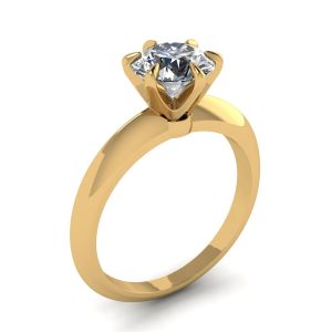 Round diamond 6-prong engagement ring in Yellow Gold - Photo 3