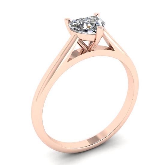 Classic Heart Diamond Solitaire Ring Rose Gold,  Enlarge image 4