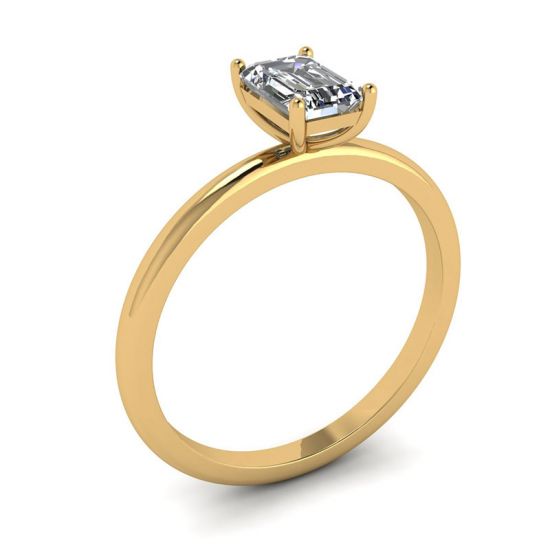 Emerald Cut Diamond Ring Yellow Gold,  Enlarge image 4