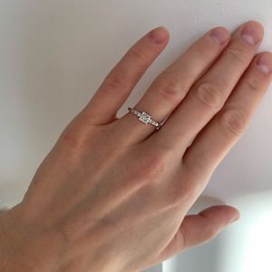 Princess Cut Diamond Ring with 3 Small Side Diamonds - Photo 7