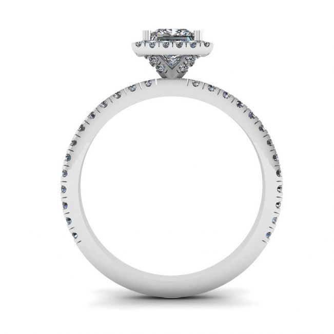 Princess-Cut Floating Halo Diamond Engagement Ring - Photo 1