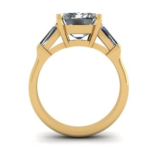 Three-Stone Emerald and Baguette Diamond Engagement Ring Yellow Gold - Photo 1