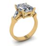 Three-Stone Emerald and Baguette Diamond Engagement Ring Yellow Gold, Image 4