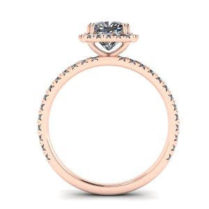 Cushion Diamond Halo Engagement Ring  Rose Gold - Photo 1