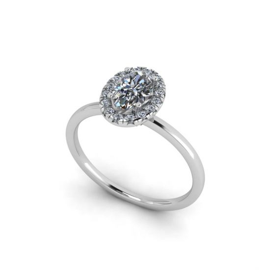 Oval Diamond Halo Engagement Ring,  Enlarge image 4
