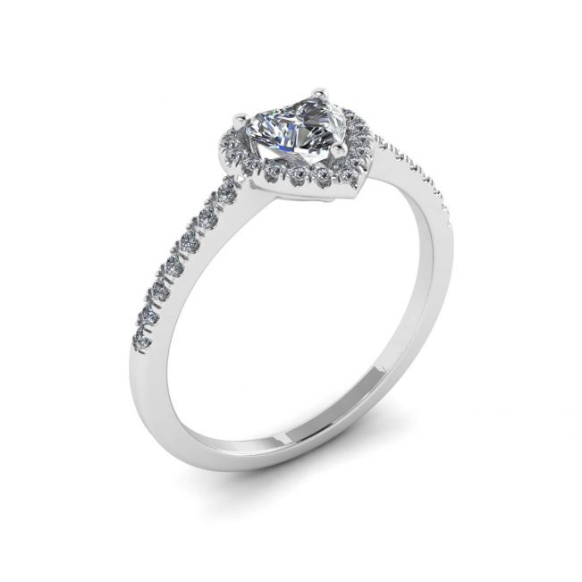 Heart Diamond Halo Halo Engagement Ring - Photo 3