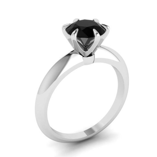 Engagement Ring with 1 carat Black Diamond,  Enlarge image 4