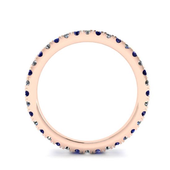Riviera Pave Sapphire and Diamond Eternity Ring Rose Gold, More Image 0