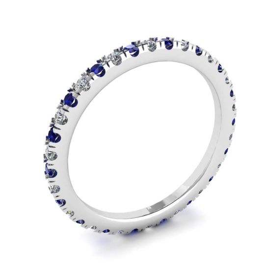 Riviera Pave Sapphire and Diamond Eternity Ring,  Enlarge image 4