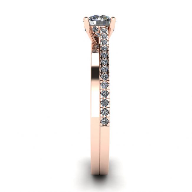 Asymmetrical Side Pave Engagement Ring Rose Gold - Photo 2