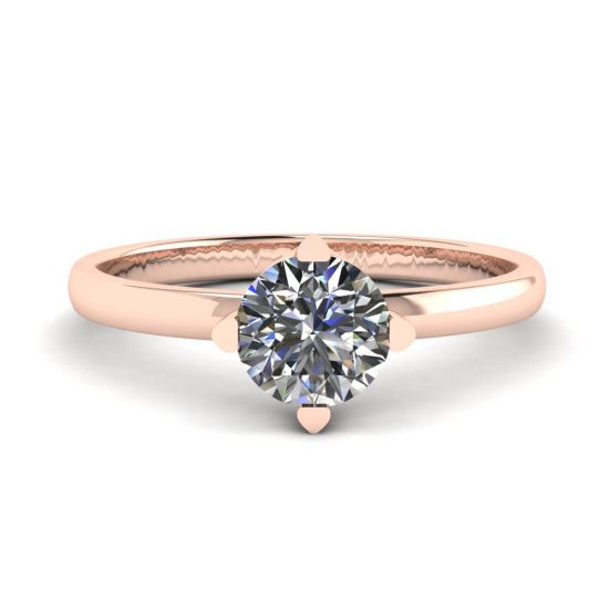 Reversed Prong Style Round Diamond Ring in Rose Gold, Enlarge image 1