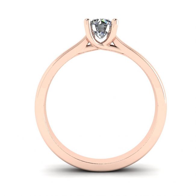 Crossing Prongs Ring with Round Diamond 18K Rose Gold - Photo 1