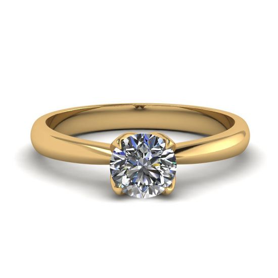 Petal Setting Ring with Round Diamond in 18K Yellow Gold, Image 1