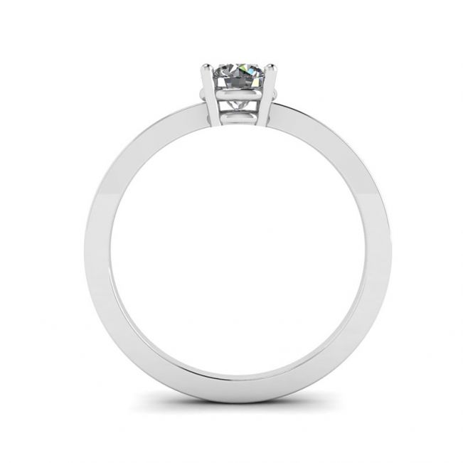 Round Diamond Solitaire Simple 18K White Gold Ring - Photo 1