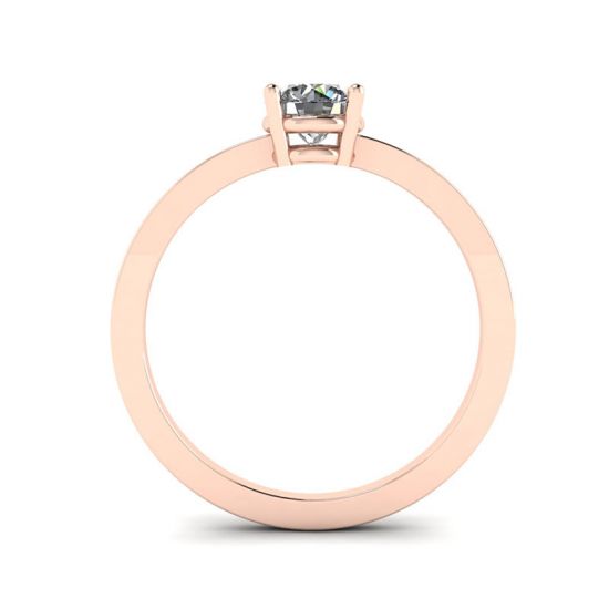 Round Diamond Solitaire Simple 18K Rose Gold Ring,  Enlarge image 2