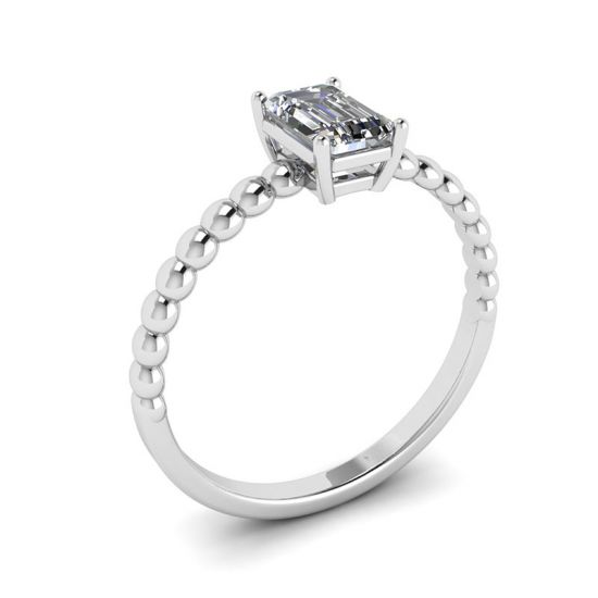 Bearded Ring with Emerald Cut Diamond,  Enlarge image 4