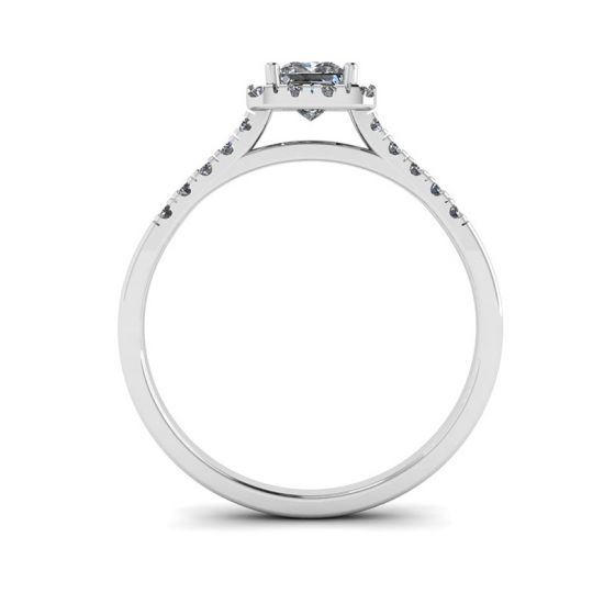 Halo Princess Cut Diamond Ring,  Enlarge image 4