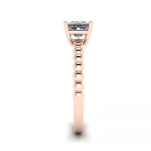 Bearded Ring with Princess Cut Diamond in 18K Rose Gold - Photo 2