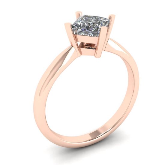 Rhombus Princess Cut Diamond Solitaire Ring Rose Gold,  Enlarge image 4