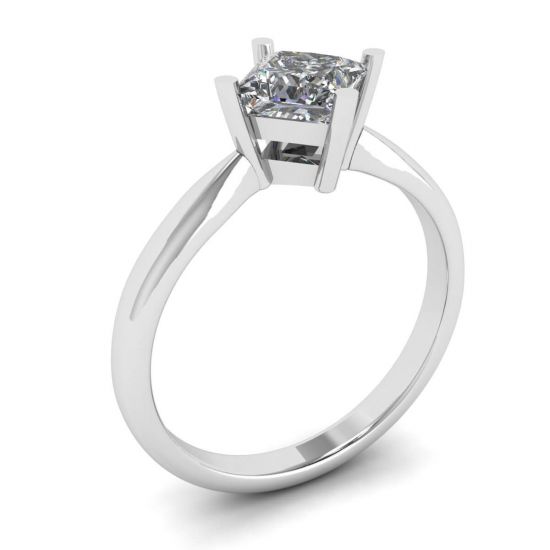 Rhombus Princess Cut Diamond Solitaire Ring White Gold,  Enlarge image 4