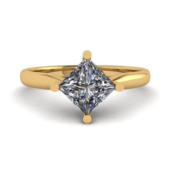 Rhombus Princess Diamond Solitaire Ring Yellow Gold, Enlarge image 1