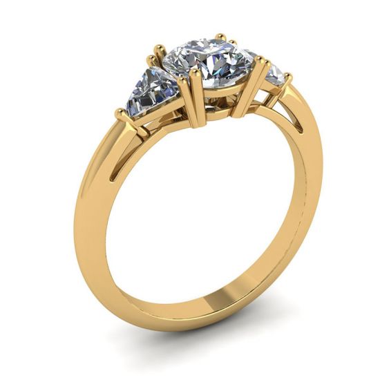 Three Diamond Ring in 18K Yellow Gold,  Enlarge image 4