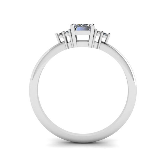 Emerald Cut Diamond Ring with Side Diamonds, More Image 0