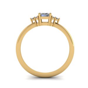 Emerald Cut Diamond Ring with Side Diamonds Yellow Gold - Photo 1