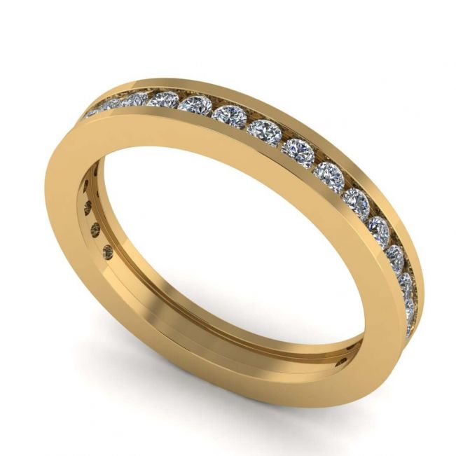 Channel Setting Eternity Diamond Ring Yellow Gold - Photo 1