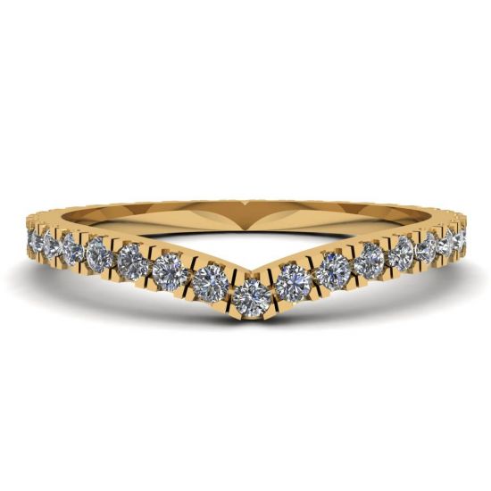 Curved Diamond Eternity Band Yellow Gold