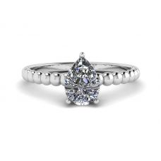 Beaded Band Pear Cut Engagement Ring