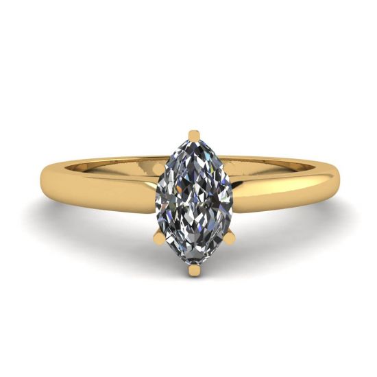 6-Prong Marquise Diamond Ring in 18K Yellow Gold, Enlarge image 1