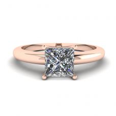 Princess Cut Simple Solittaire Ring in Rose Gold