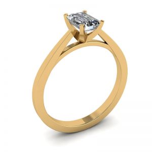 Futuristic Style Emerald Cut Diamond Ring in 18K Yellow Gold - Photo 3