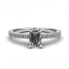 Emerald Cut Diamond Ring with Pave Emerald Cut Diamond Ring with Pave