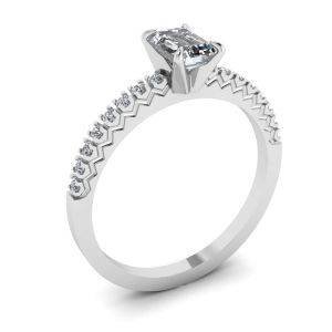 Emerald Cut Diamond Ring with Pave - Photo 3