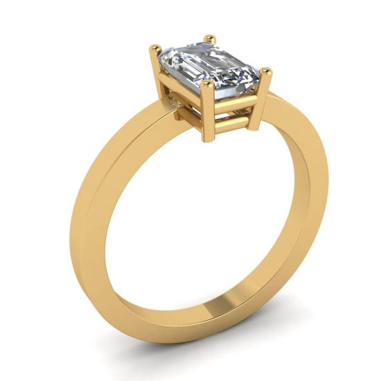 Rectangular Diamond Ring in 18K Yellow Gold,  Enlarge image 4