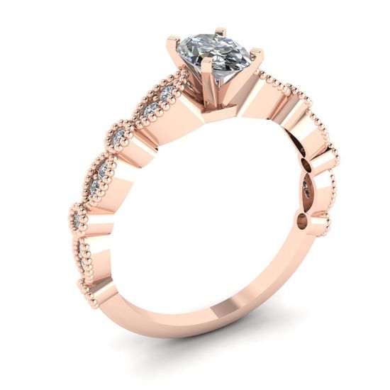 Oval Diamond Romantic Style Ring Rose Gold,  Enlarge image 4