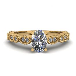 Oval Diamond Romantic Style Ring Yellow Gold Oval Diamond Romantic Style Ring Yellow Gold