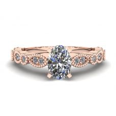 Oval Diamond Romantic Style Ring Rose Gold