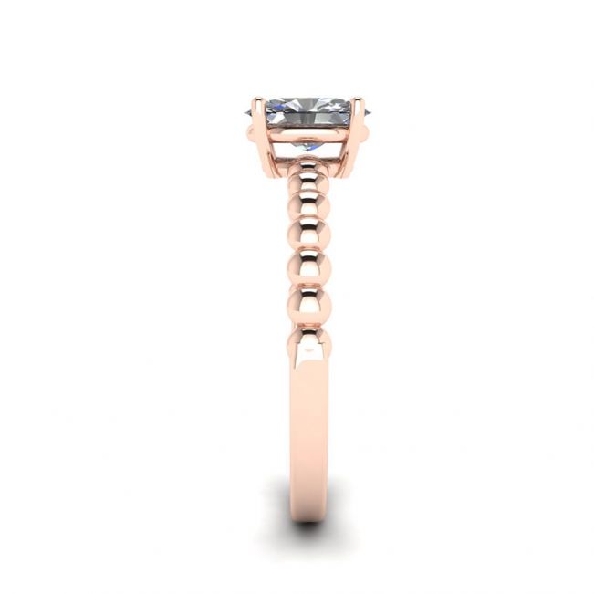 Oval Diamond on Beaded 18K Rose Gold Ring - Photo 2