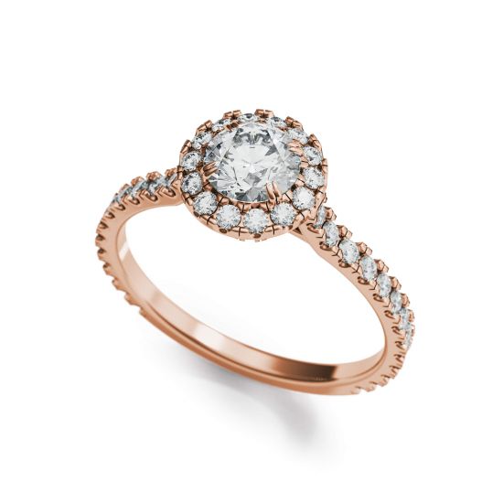 Halo Round Diamond Ring in 18K Rose Gold, More Image 1