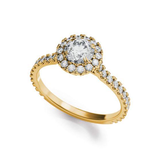 Halo Round Diamond Ring in 18K Yellow Gold, More Image 0
