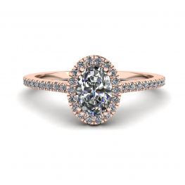 Halo Diamond Oval Cut Ring in 18K Rose Gold Halo Diamond Oval Cut Ring in 18K Rose Gold