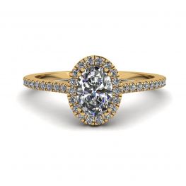 Halo Diamond Oval Cut Ring in 18K Yellow Gold Halo Diamond Oval Cut Ring in 18K Yellow Gold