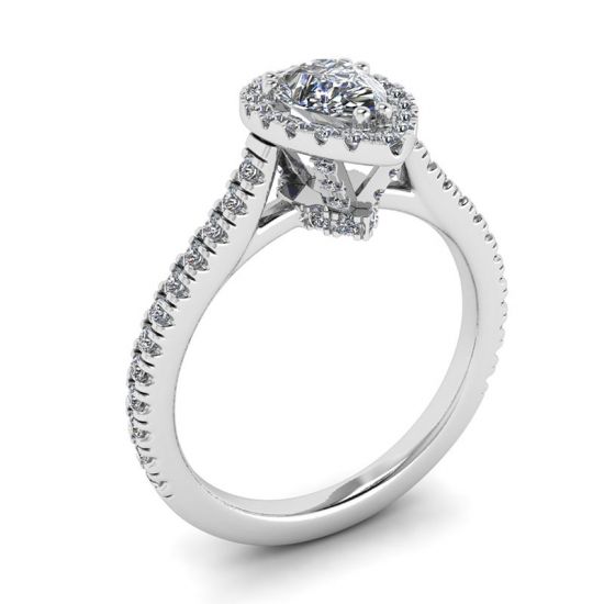 Halo Diamond Pear Cut Ring,  Enlarge image 4