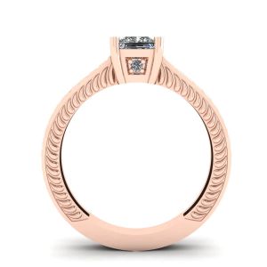 Oriental Style Princess Cut Diamond Ring 18K Rose Gold - Photo 1