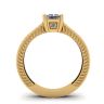 Oriental Style Princess Cut Diamond Ring 18K Yellow Gold, Image 2