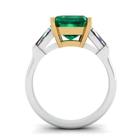 3 carat Emerald Ring with Side Diamonds Baguette,  Enlarge image 2